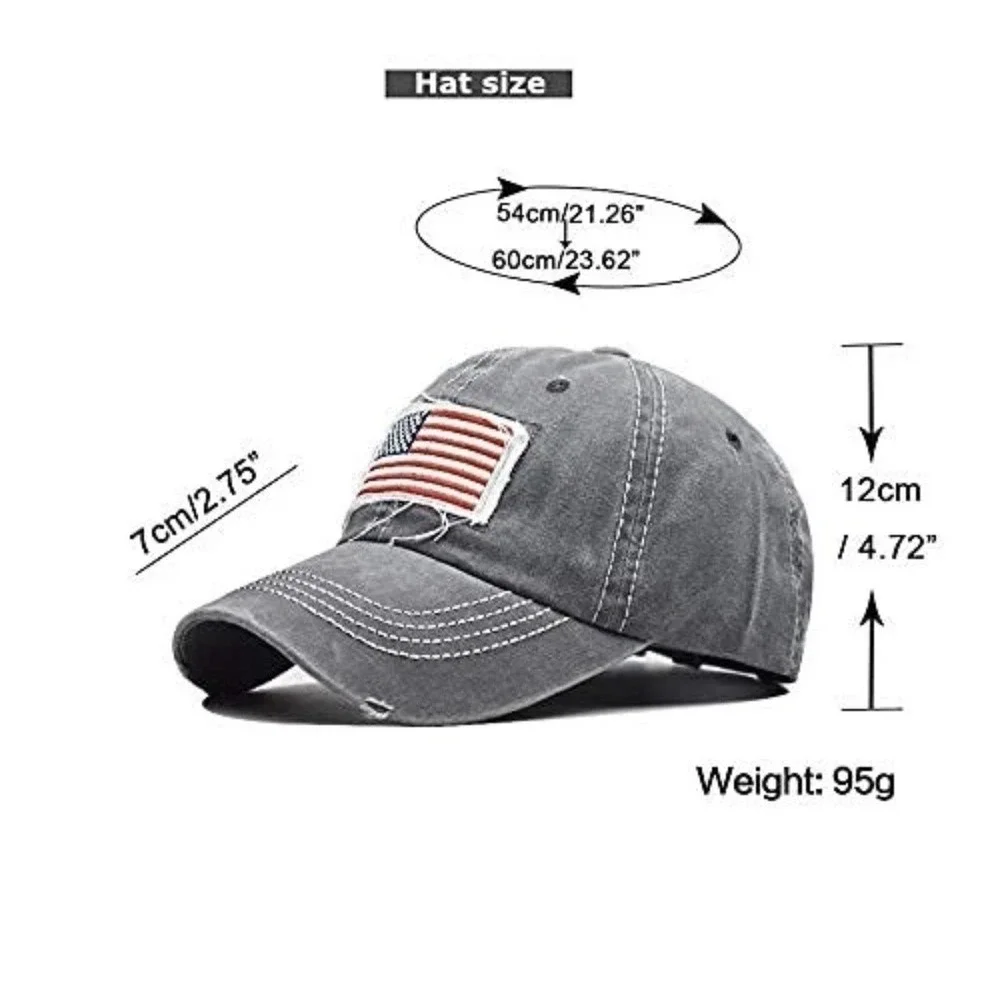 Distressed American Flag Ponytail Trucker Hat Grey White Mesh Adjustable Cap - Picture 4 of 6